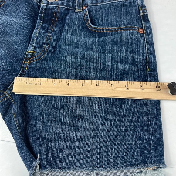 Lucky Brand Shorts Women's 27 Easy Rider Blue Fade Whisker Cut Off Denim Jorts - Picture 14 of 16